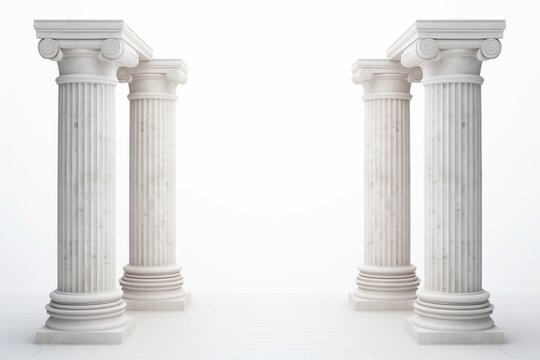 Roman columns on white background, perfect for historical and architectural study