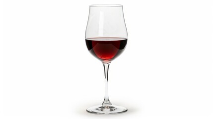 White background with red wine glass isolated