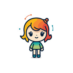 A cheerful cartoon character with spiky hair and big eyes