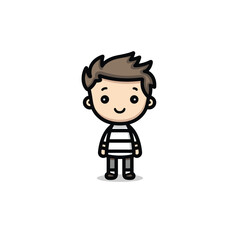 A cheerful cartoon character with spiky hair and big eyes