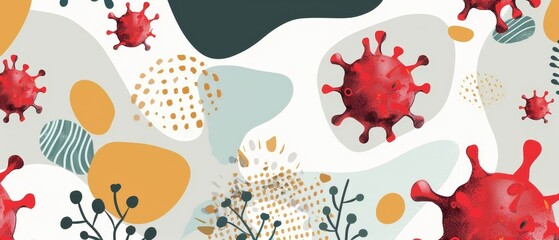 Illustration of Coronavirus concept. Covid-19 icon with red shield for information graphics and medical designs. - obrazy, fototapety, plakaty