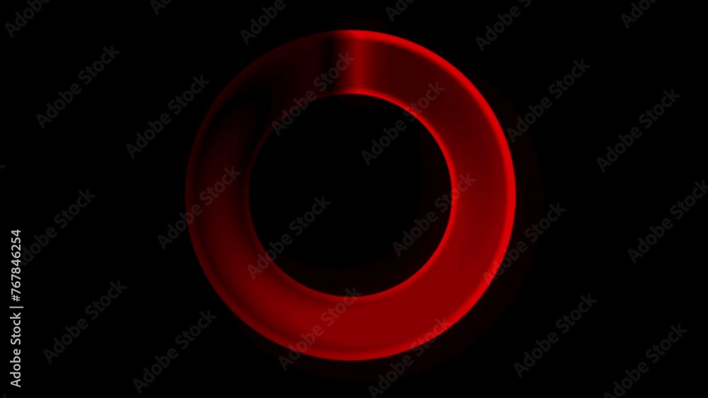 Poster seamless loop rotating red colored ring on black background. circular shaped logo animation