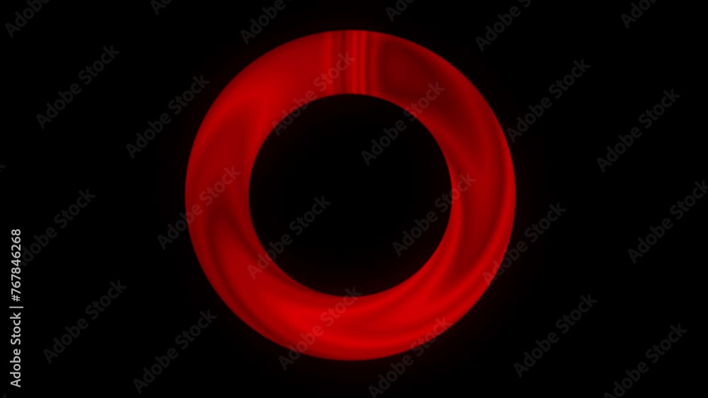 Poster seamless loop rotating red colored ring on black background. circular shaped logo animation