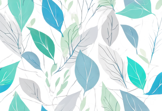 Hand blue vector white grey Seamless textile Green ornament leaves abstract pattern background drawn lines nature