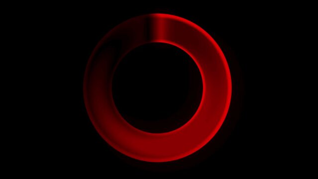 Seamless loop rotating red colored ring on black background. Circular shaped logo animation