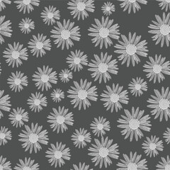 Seamless wallpaper with beautiful flowers.Vintage floral ornament. simple black and white flower texture background pattern used for textile,wallpapers..,