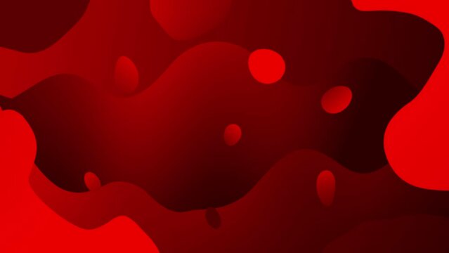 Abstract animated background of moving red jelly bubbles and shapes with retro colors. Seamless loop