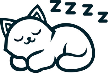 A cute sleeping cat or kitten cartoon character