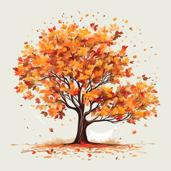 Autumn tree vector illustration