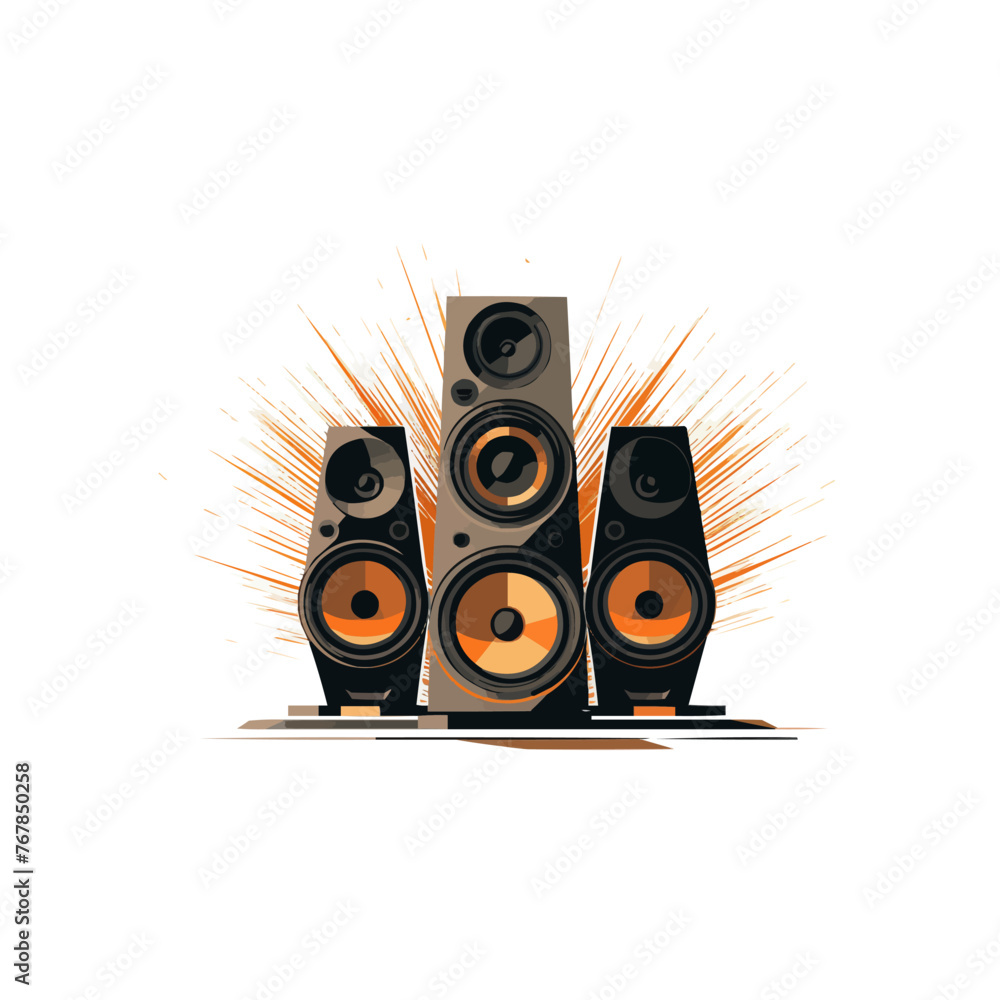Poster loudspeaker | minimalist and simple set of 3 line white background -