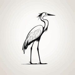 Fototapeta premium Heron | Minimalist and Simple set of 3 Line White background