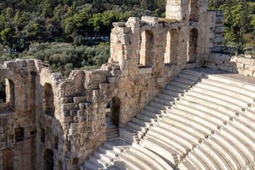 Theatre of Dionysus, remains of ancient Greek theatre situated on southern slope of Acropolis hill,...