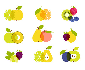 1461_Set of colorful fruit icons