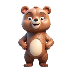 Obraz premium 3d rendering of cartoon bear on Isolated transparent background png. generated with AI
