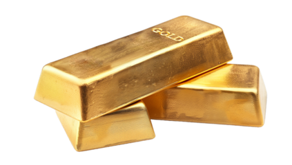 Gold bars, transparant background