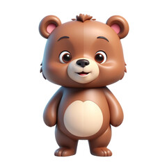 Obraz na płótnie Canvas 3d rendering of cartoon bear on Isolated transparent background png. generated with AI