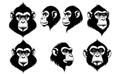 set of a monkey head silhouette vector  © MehmetKemal