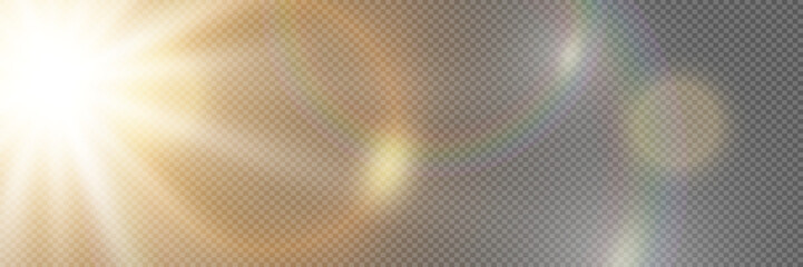 Special lens flash, lighting effect. The flare flashes with rays of light. On a transparent background.