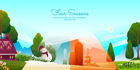 Four seasons background in gradient style