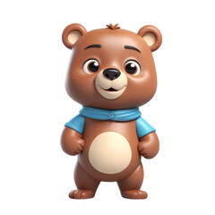 Fototapeta premium 3d rendering of cartoon bear on Isolated transparent background png. generated with AI