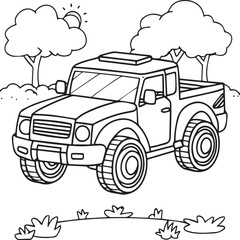 Vehicles coloring pages for coloring book. Vehicles outline vector