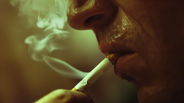 Symbolisch Nichtraucher werden dargestellt mit Zigarette als Statistik Säulendiagramm zur Auswertung Tote durch Lungenkrebs Generative AI
