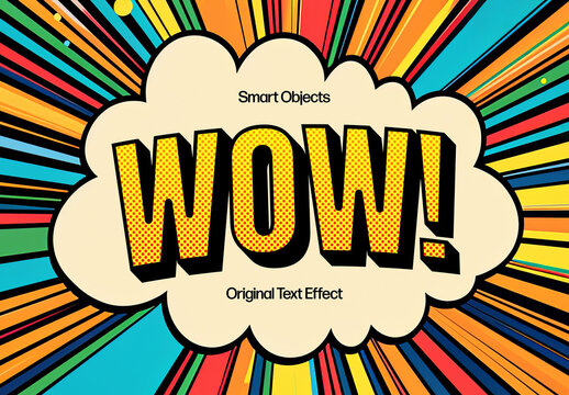 Retro Comics Bubble Text Effect Mockup