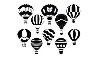 Hot air balloon Silhouette, Cut File, cutting files, printable design, Clipart,
