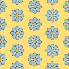 Fototapeta na wymiar Y2K pattern. Retro seamless pattern with flower. Vector illustration