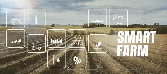 New technology, agriculture management for smart farm system..Green innovation, sustainable crops
