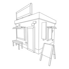 Shop market store. Small business. Wireframe low poly mesh vector illustration.