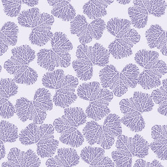 Seamless Exotic Leaf Background delicate violet leaves in pastel colors with light  white background pattern.two colour used Textile, decor for pastel linen, print, vector