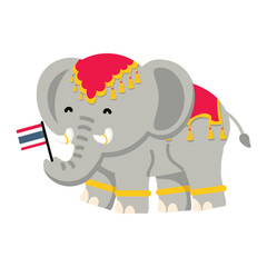 Cute thailand Elephant hold thai flag