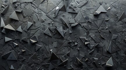 "A Dark Gray Wall Made of Many Triangular Blocks"

