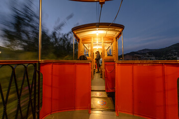 traditional tram in Sóller city, Mallorca, Spain
