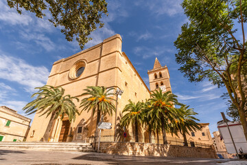 beautiful view of cathedra in Porreres, Mallorca, Spain - 767860805