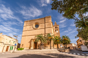 beautiful view of cathedra in Porreres, Mallorca, Spain