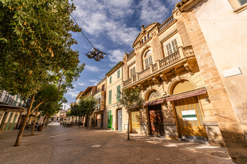 charming photo of the street in Porreres, Spain - obrazy, fototapety, plakaty