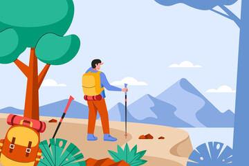 Hiking illustration in flat design