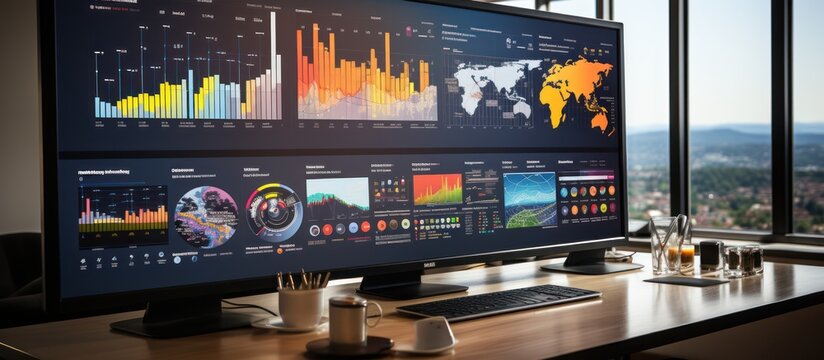Business data dashboard, modern business intelligence analysis for marketing strategy