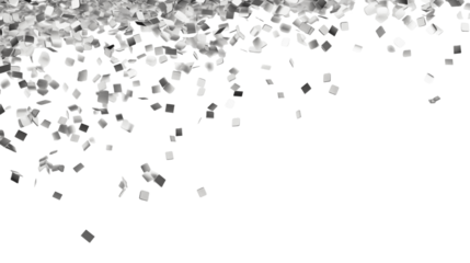 Silver confetti falling, cut out