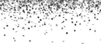 Silver confetti falling, cut out