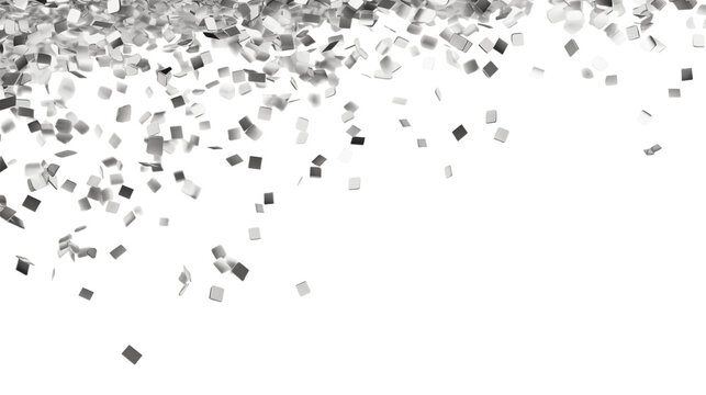 Silver confetti falling, cut out