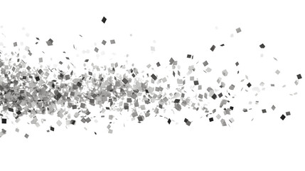 Silver confetti falling, cut out