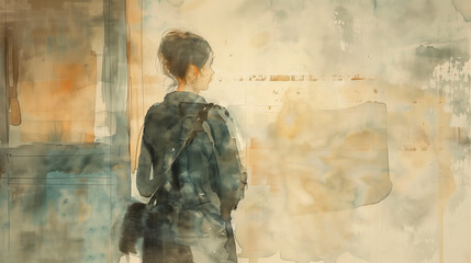 Fototapeta premium Sad, grief, funeral, disappointment, heartbroken with empty space for writing, watercolor