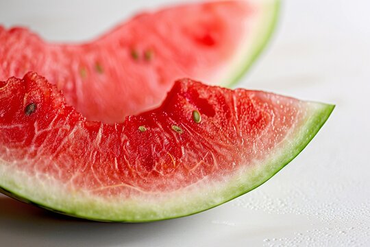 a slice of watermelon on a white surface