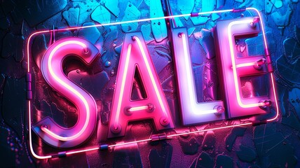 sale neon sign in the night