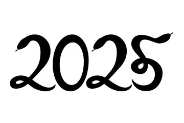 Snake icon symbol of 2025 on white background.	