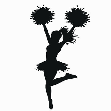 recommend clip art: Silhouette of a high school cheerleader with pom poms