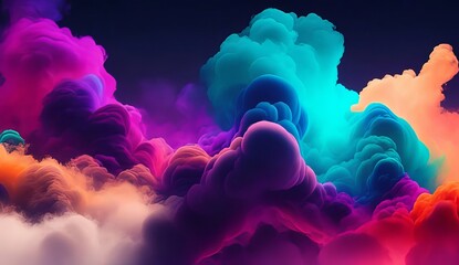 Multicolored generative AI illustration of picturesque full frame backdrop of abstract fantastic dense smoke of different shades - obrazy, fototapety, plakaty